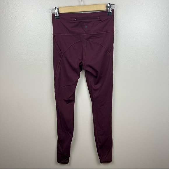 Athleta Lightning Stash Pocket Tight Leggings Size XS Burgundy Athletic Workout - Picture 2 of 11